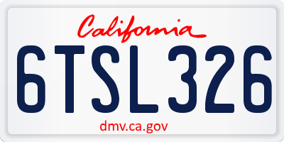 CA license plate 6TSL326