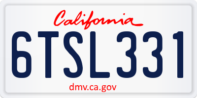 CA license plate 6TSL331