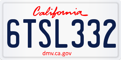 CA license plate 6TSL332