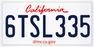 CA license plate 6TSL335