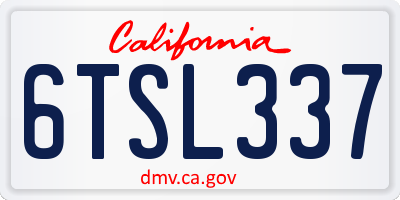 CA license plate 6TSL337