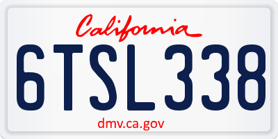 CA license plate 6TSL338