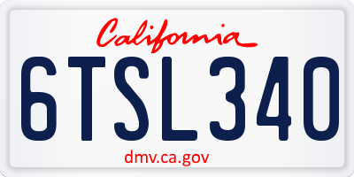 CA license plate 6TSL340