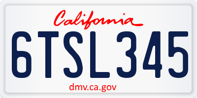 CA license plate 6TSL345