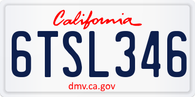 CA license plate 6TSL346