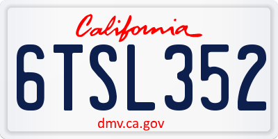 CA license plate 6TSL352