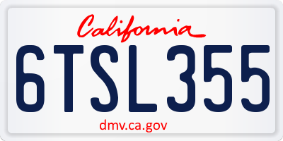CA license plate 6TSL355
