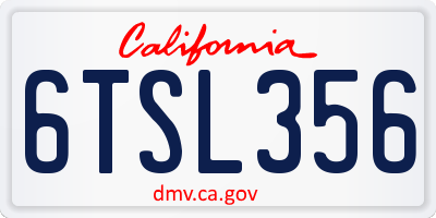 CA license plate 6TSL356