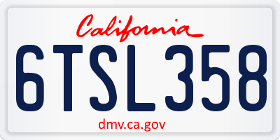 CA license plate 6TSL358