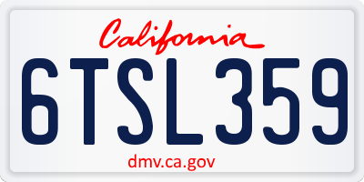 CA license plate 6TSL359