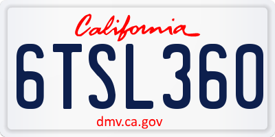 CA license plate 6TSL360