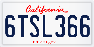CA license plate 6TSL366