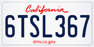 CA license plate 6TSL367