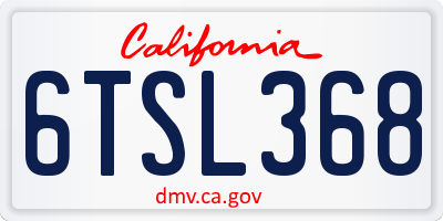 CA license plate 6TSL368