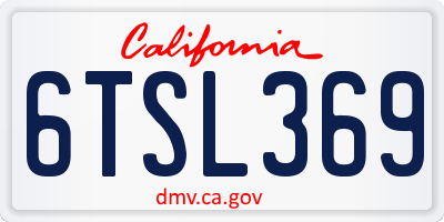 CA license plate 6TSL369