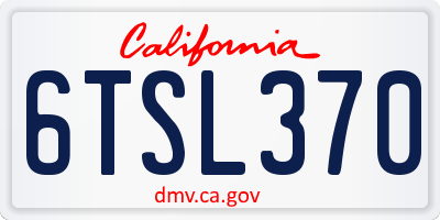 CA license plate 6TSL370