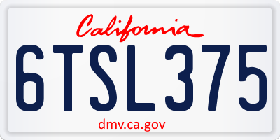CA license plate 6TSL375