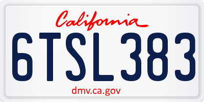 CA license plate 6TSL383