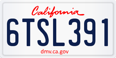 CA license plate 6TSL391