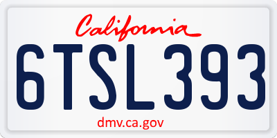 CA license plate 6TSL393