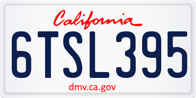 CA license plate 6TSL395