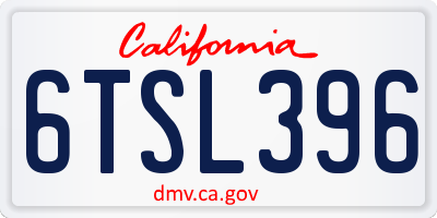 CA license plate 6TSL396