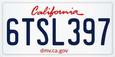 CA license plate 6TSL397