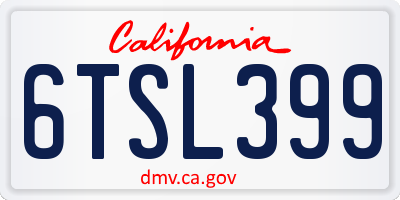 CA license plate 6TSL399