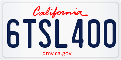 CA license plate 6TSL400