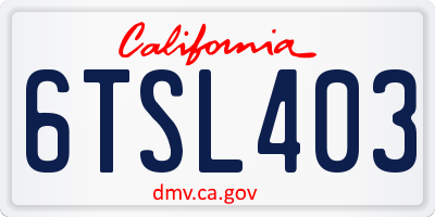 CA license plate 6TSL403