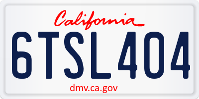 CA license plate 6TSL404