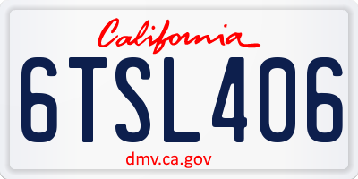 CA license plate 6TSL406