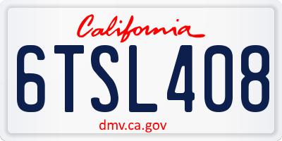 CA license plate 6TSL408