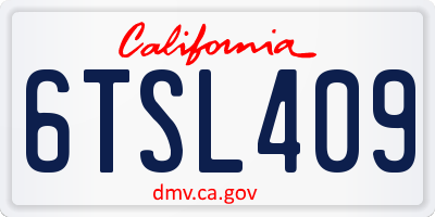 CA license plate 6TSL409