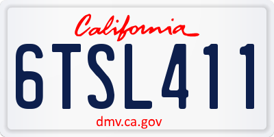 CA license plate 6TSL411