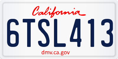 CA license plate 6TSL413