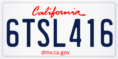 CA license plate 6TSL416