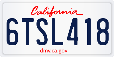 CA license plate 6TSL418