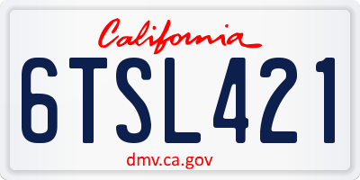 CA license plate 6TSL421
