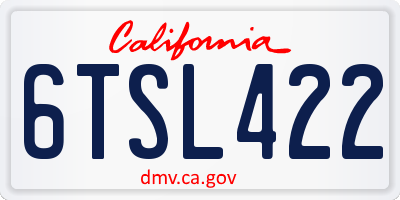 CA license plate 6TSL422