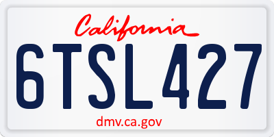 CA license plate 6TSL427