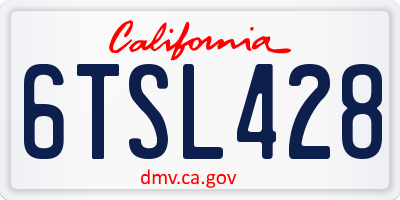 CA license plate 6TSL428