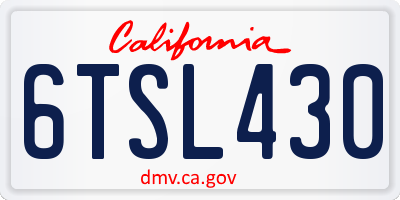 CA license plate 6TSL430