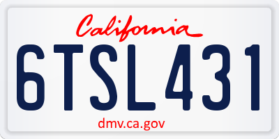 CA license plate 6TSL431