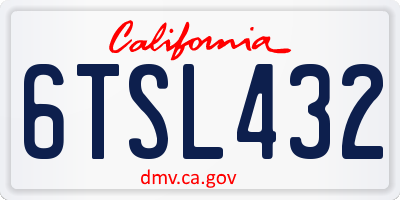 CA license plate 6TSL432