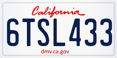 CA license plate 6TSL433