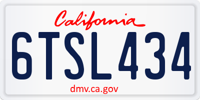 CA license plate 6TSL434