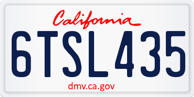 CA license plate 6TSL435