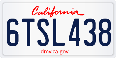 CA license plate 6TSL438