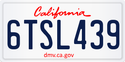 CA license plate 6TSL439